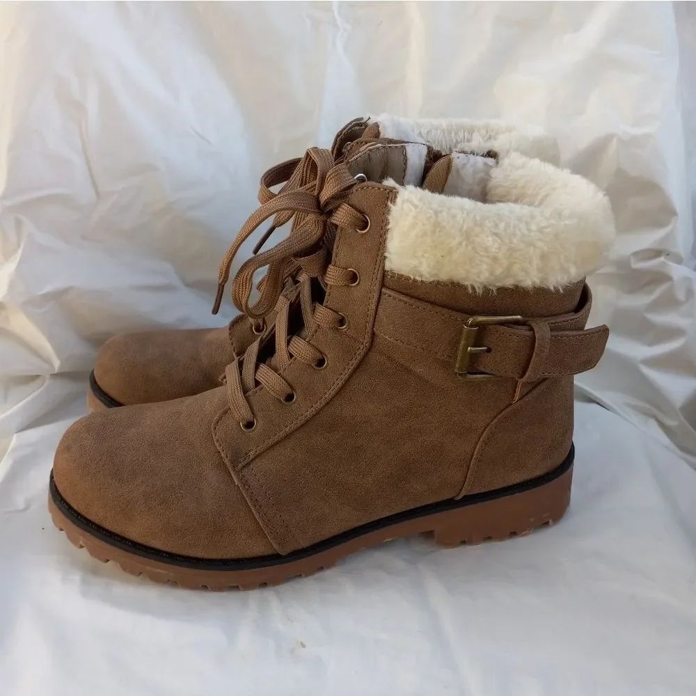 Aprex Adorable Faux Fur Women's Brown Boots size 9